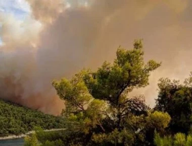 Μεγάλη πυρκαγιά σε δάσος στη Σκόπελο σε εξέλιξη